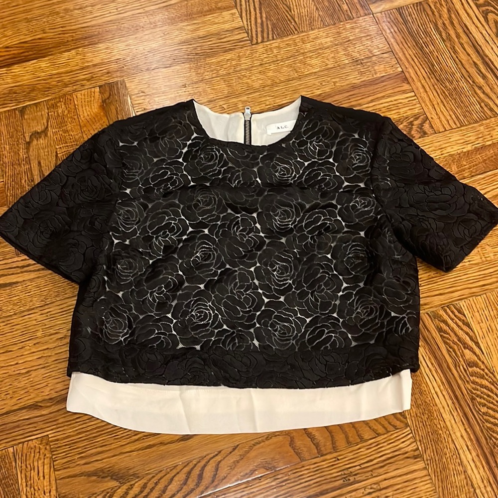 A.L.C Thompson Floral Rose Cropped Shirt